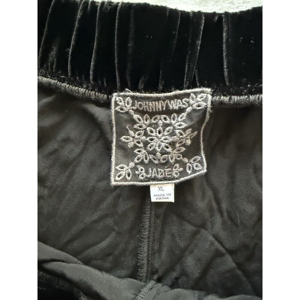 Johnny Was Zatima Womens Pant XL Black Velvet Silk Cargo Wide Leg $318 - Picture 8 of 12